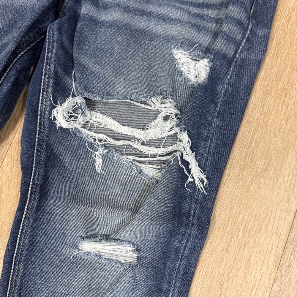 American Eagle Outfitters Distressed Dark Blue Boyfriend Jeans - Picture 2 of 7